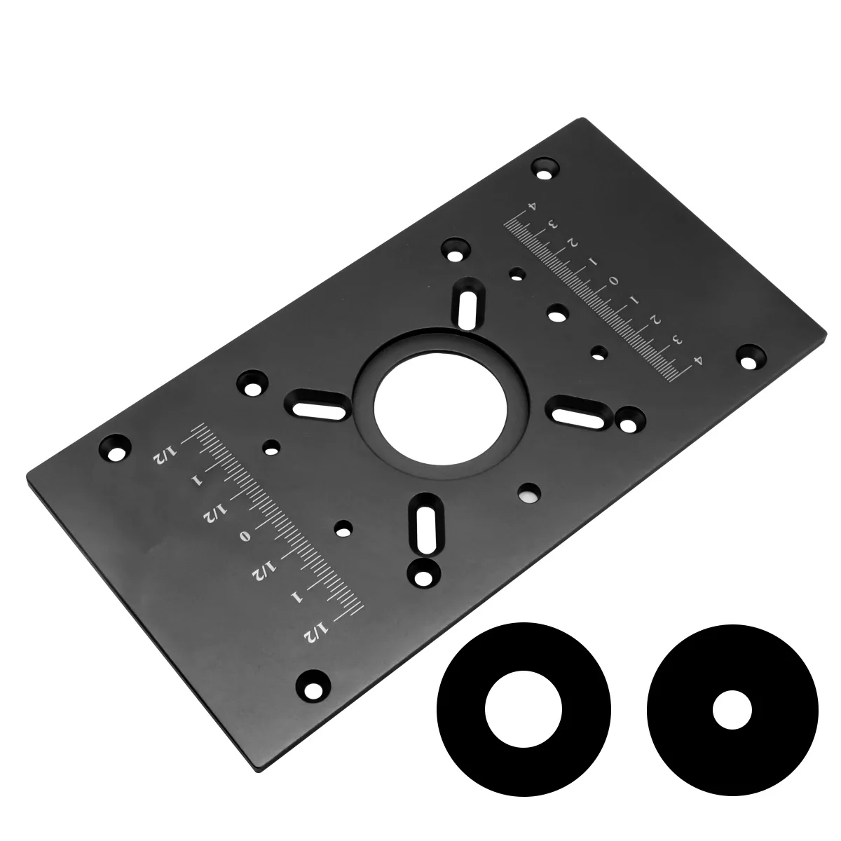 Aluminium Router Table Insert Plate Router Flip Plate for Woodworking Benches Router Wood Tool Milling Trimming Machine W/ Rings