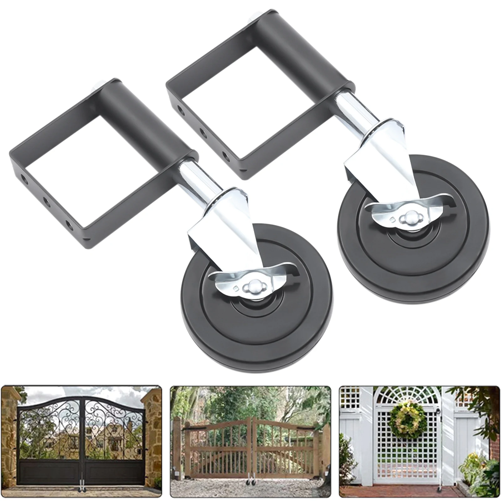Image 7: 2 * Roue universelle avec frein 360 °   Les roues de porte rotatives à double roulement à billes intégré et une charge par ressort suppriment efficacement les vibrations