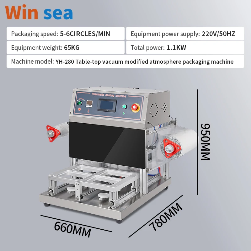 Tabletop Plastic Tray Sealing Machine  Packaging Pneumatic Sealing Machine for Home Hotel Restaurant
