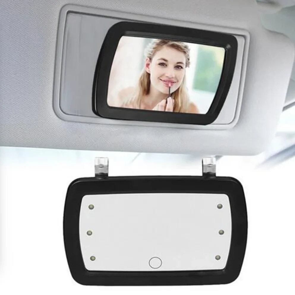 Universal LED Car Interior Mirror Touch Switch Makeup Mirror Sun Visor High Clear Interior HD Mirror -no battery
