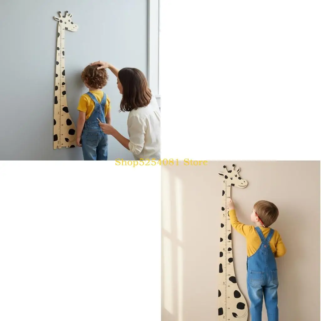 

AXYC Kids Height Chart Wooden Giraffe Growth Ruler for Wall Removable Decoration