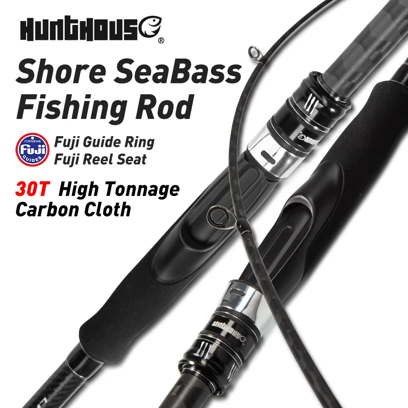 Hunthouse 3m 3 Abschnitte Seebarsch Angelrute Spinning 30T Carbon Fiber Shore Jigging 1-3 #   7+1Fuji Guide Ködergewicht:20-80g Fischgerät