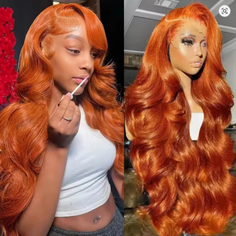 

Парик из натуральных волос цвета имбирь, 13x6 HD, с кружевной передней частью, 34 дюйма, 13x4, с кружевной передней частью, оранжево-имбирный, с волнистыми волосами, для женщин