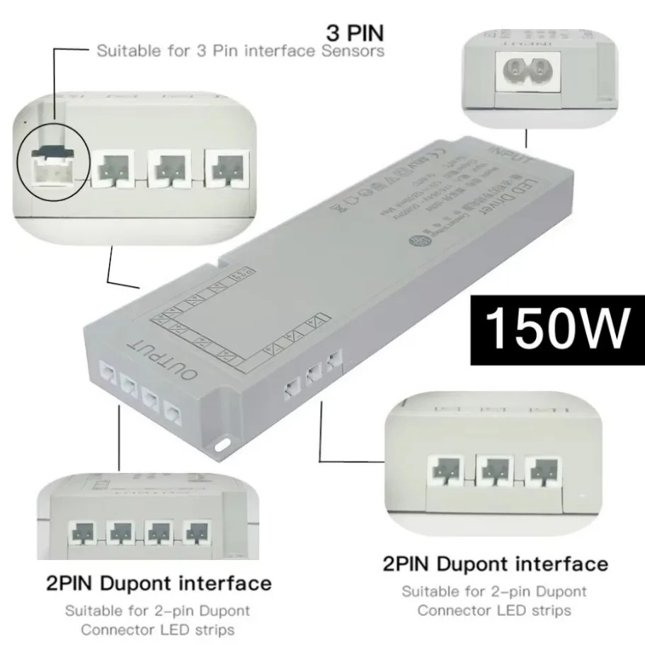 36W-150W Switching Power Supply Transformers AC220V To DC12V/24V EU/US Plug Home Lighting Cabinets Wardrobes Light Strip Dimming