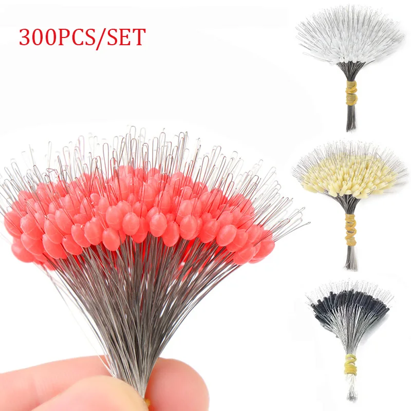 300Pcs Silicone Space Bean Oval Stopper Bobber Profession Fishing Float Resistance Anti-Strand Fish Line Fishing Gear