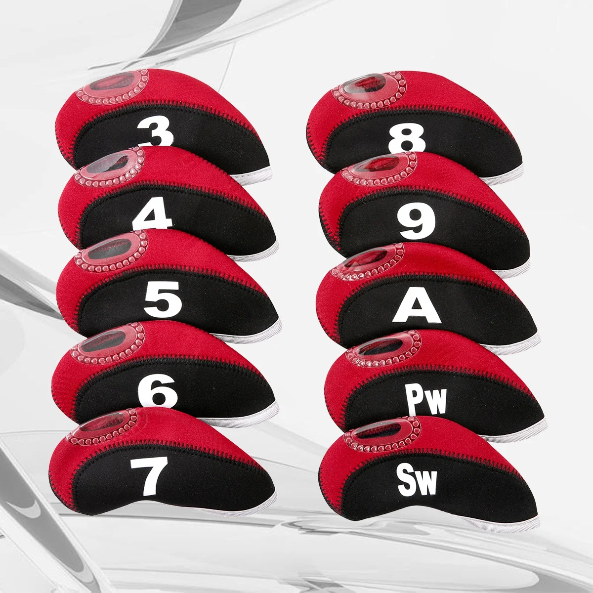 

10 pcs Golf Iron Head Covers Neoprene Waterproof Elastic Club Protectors Numbered Fit All Brands Putter Covers For Men Women Use