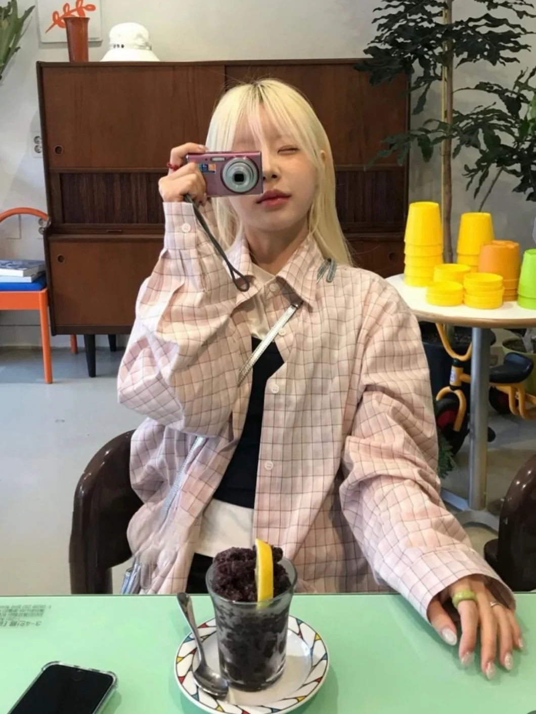 

Уникальный SEI Korean Sle Simple Spring Sakura Pink Plaid Повседневная свободная длинная све irt Универсальная женская одежда для поездок на работу