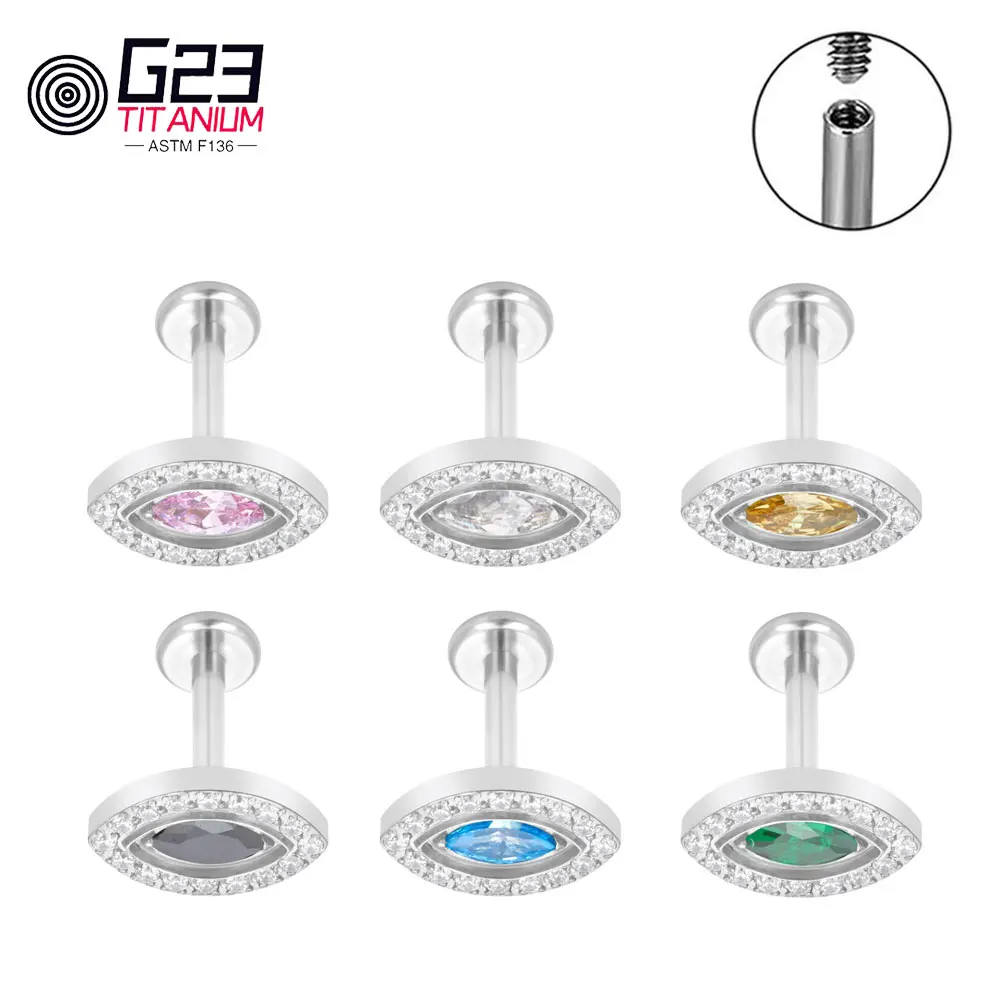 

Eye G23 ASTM F136 Implant Grade Titanium Internally Threaded Tragus Conch Helix Cartilage Labret Ear Piercing