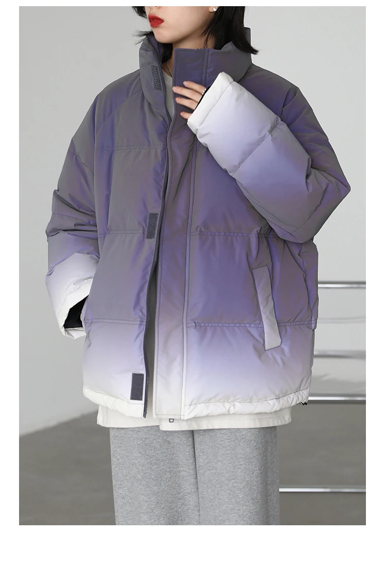 CHIC VEN Women's Down Coat Reflective Gradient Thickened Women Bread Coats 90 White Duck Down Jacket Warm Overcoat Winter 2024