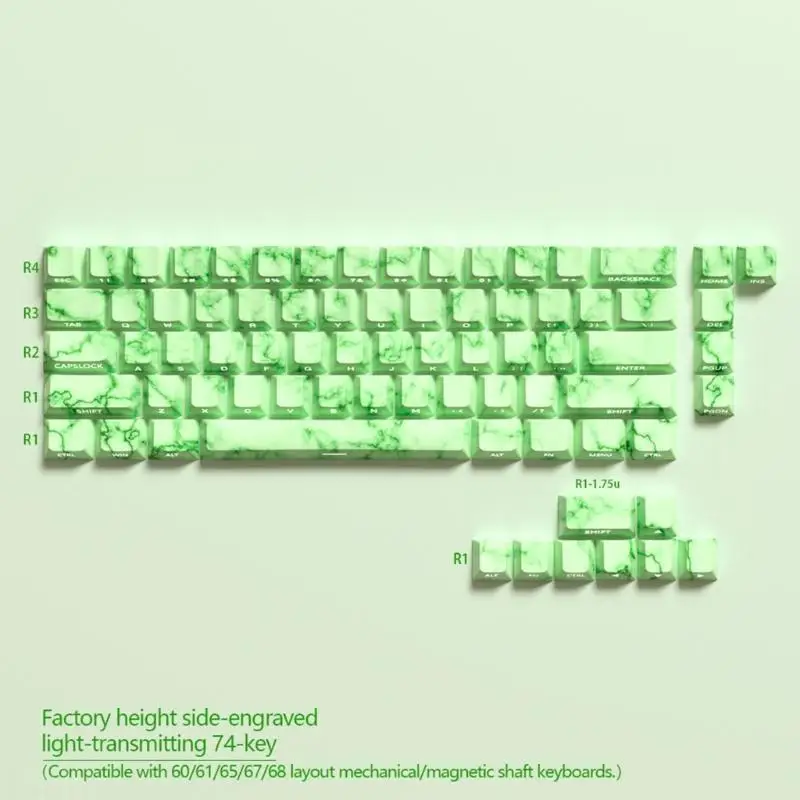 

D08B Элегантный полупрозрачный боковой принт с подсветкой 64/74 шт. Изумрудная тема Комфортный оригинальный профиль для