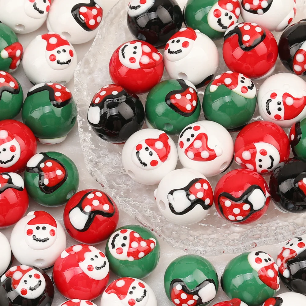 التخليص 100 قطعة 16*16 مللي متر الاكريليك الخرز/تأثير الطلاء عيد الميلاد/شكل دائري/خرز ذاتي الصنع/يدوية الصنع/نتائج ومكونات المجوهرات #2