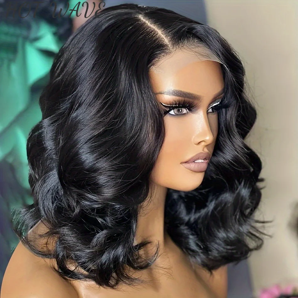 

13x4 Body Wave Bob Wig 14Inch Human Hair Lace Front Wigs Human Hair Pre Plucked Loose Wavy Bob Wigs for Women