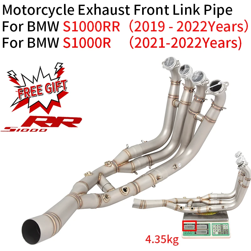 Slip On For BMW S1000RR S1000R 2019 - 2022 60mm Motocycle Exhaust Front Link Pipe Modify Moto Escape Tube Stainless Muffler