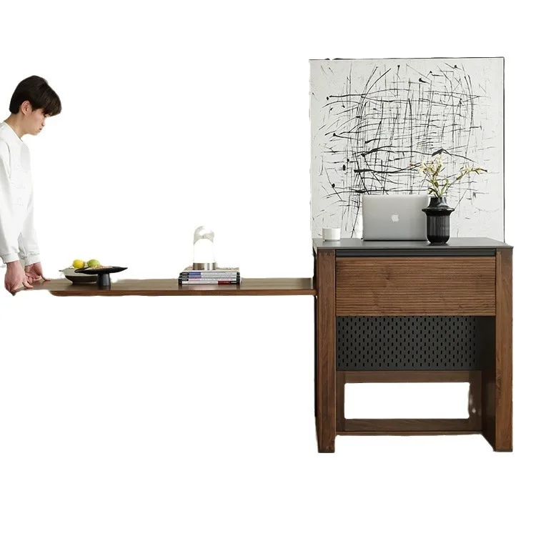 

North America, Black Walnut, Island, Dining Table, One-piece, Retractable, Pull-out, Storage