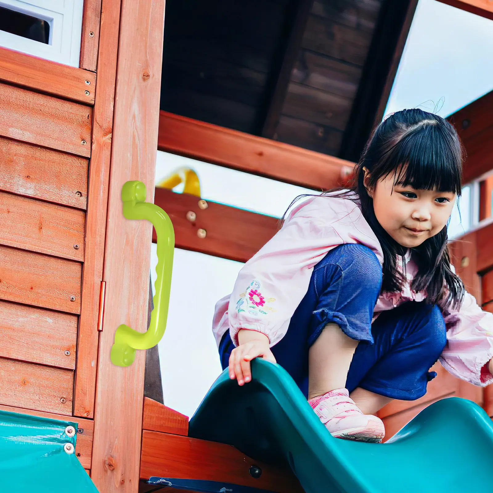 

1Pair Kids Climbing Safety Handles Eco Friendly Uv Stable Non Slip Playground Playhouse Solid Safety Handles for Tree House
