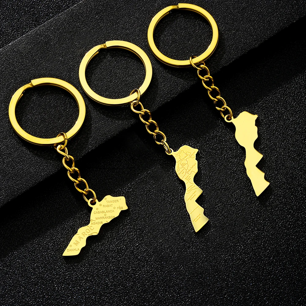 European American Hot Sale Smooth Engraved Morocco Pendant Keychain Unisex National Style Versatile Titanium Steel Jewelry