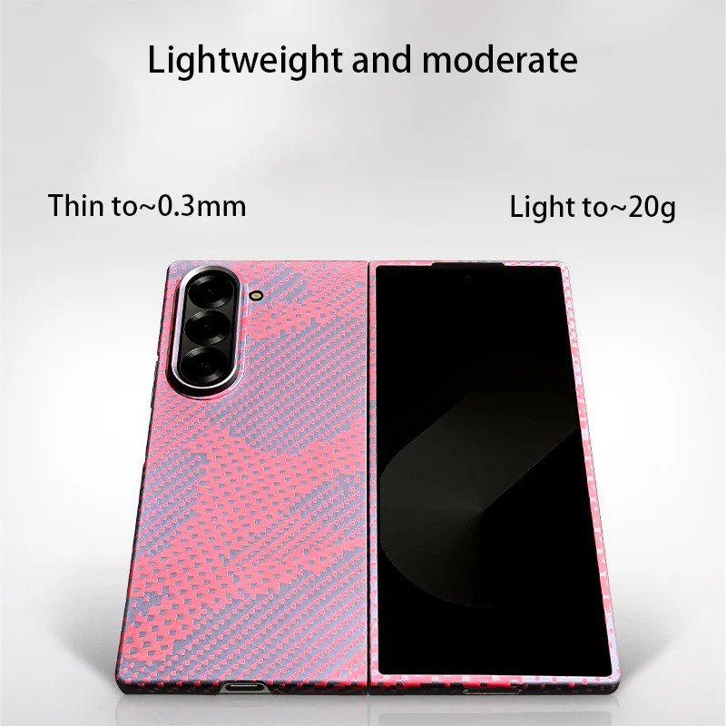 Luxury Carbon Fiber Texture Folding Phone Case For Samsung Z Fold 5 6 Magnetic Wireless Charging Metal Button Protection Cover