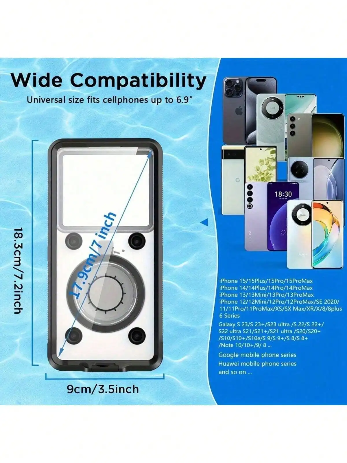 

Universal 6.9-inch diving phone case with touchscreen holder, perfect gift for all smartphone water sports enthusiasts