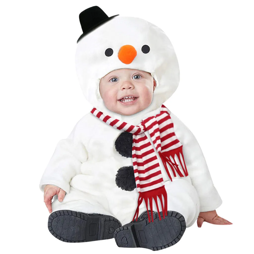 

Christmas Snowman Cosplay Costume Kids Unisex Boys and Girls White Jumpsuit Xmas Fleece Bodysuit Winter Warm Outfit