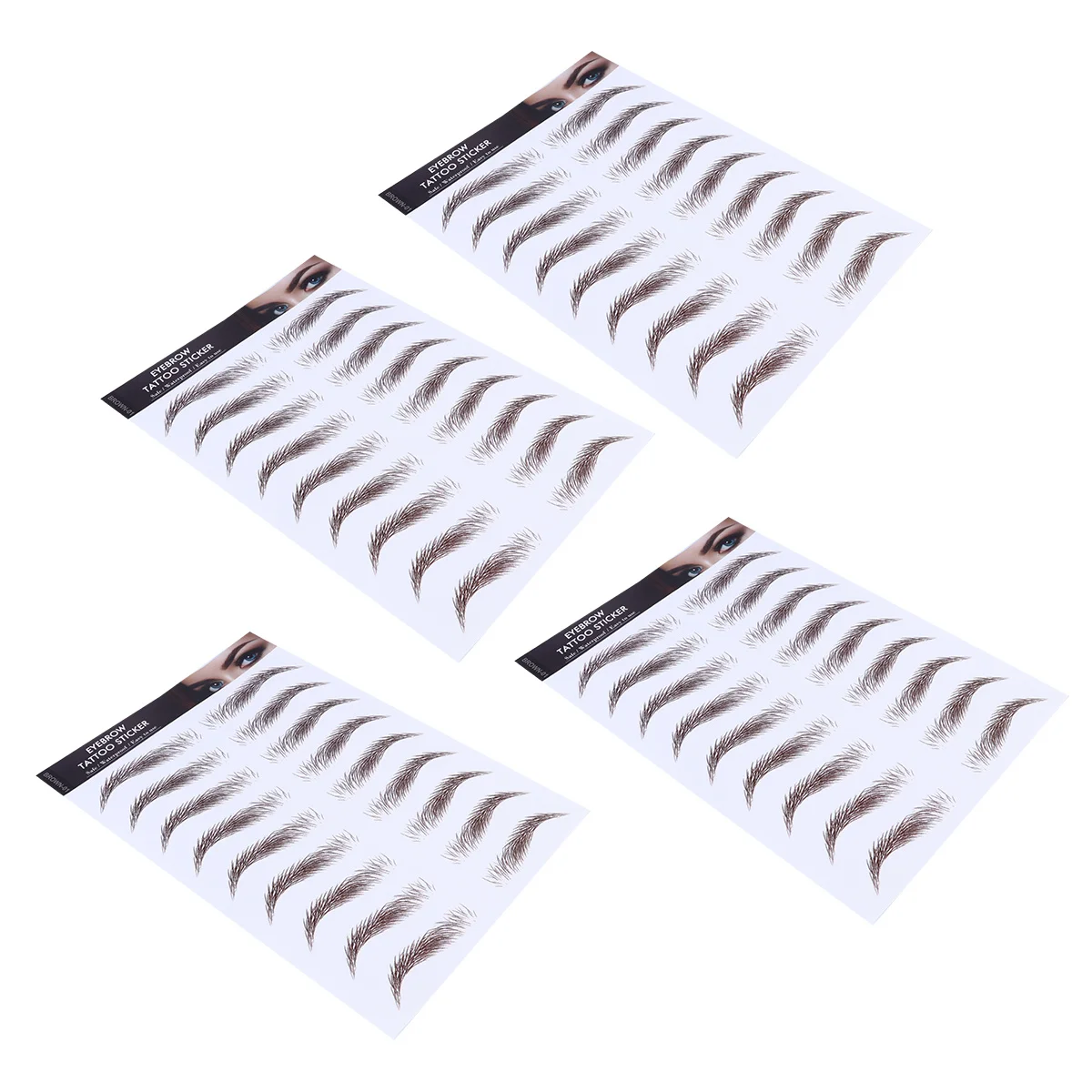 

4Pcs Fake Eyebrow Stickers 6D Hair-Like Waterproof Reusable False Eyebrows Cosmetics for Women Universal Fit Gentle Curve Design