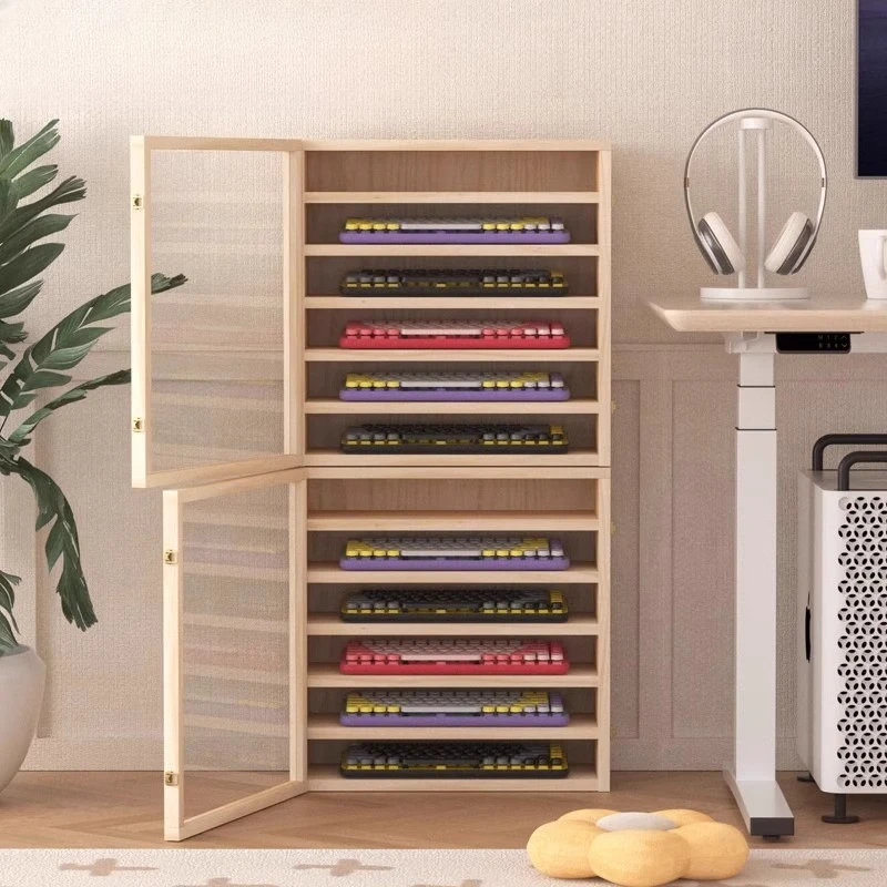 

Keyboard storage rack Solid wood display rack Shelf storage box