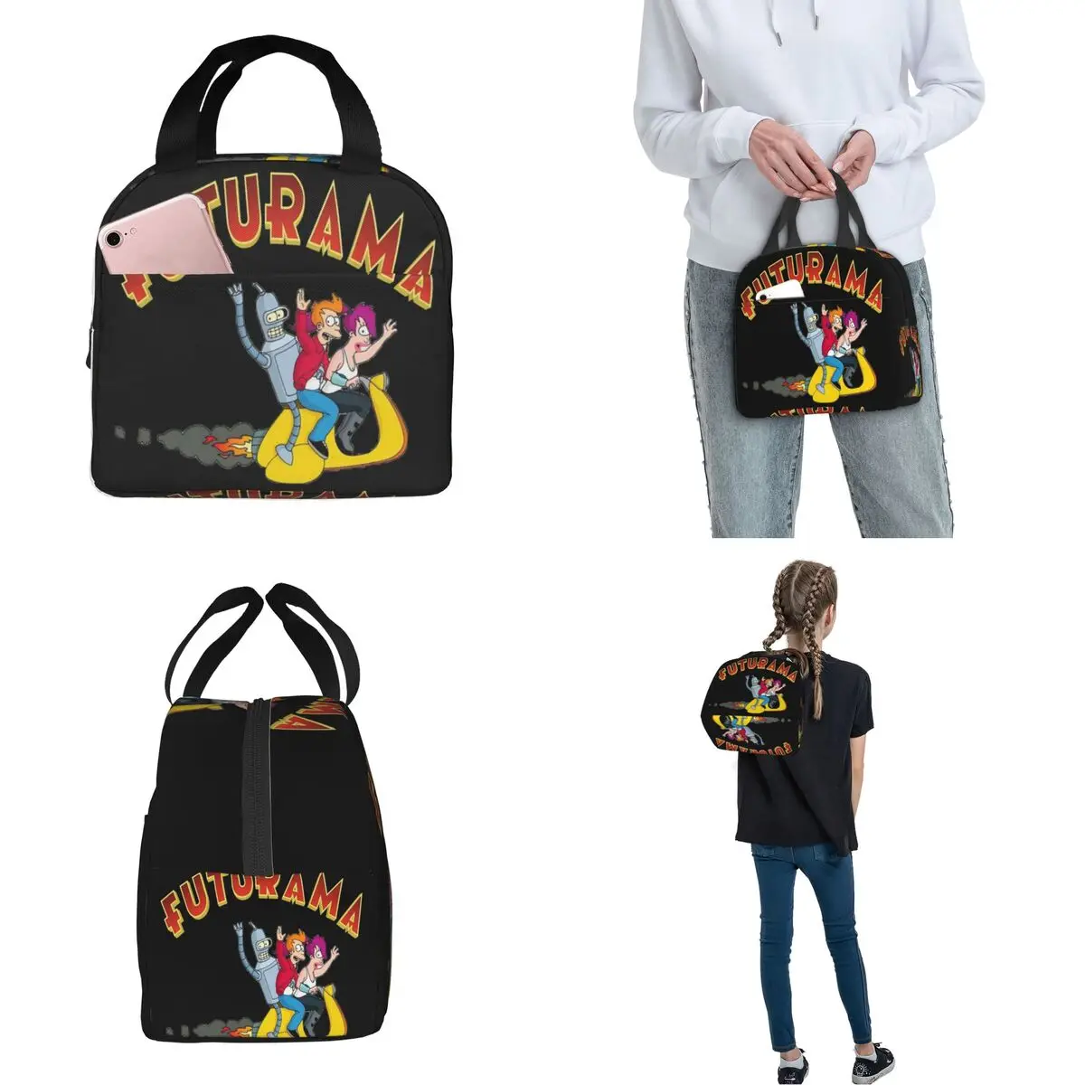 Futuramas Cartoon Comic Product Insulated Lunch Bag For School Food Storage Bag Leakproof Cooler Thermal Lunch Boxes