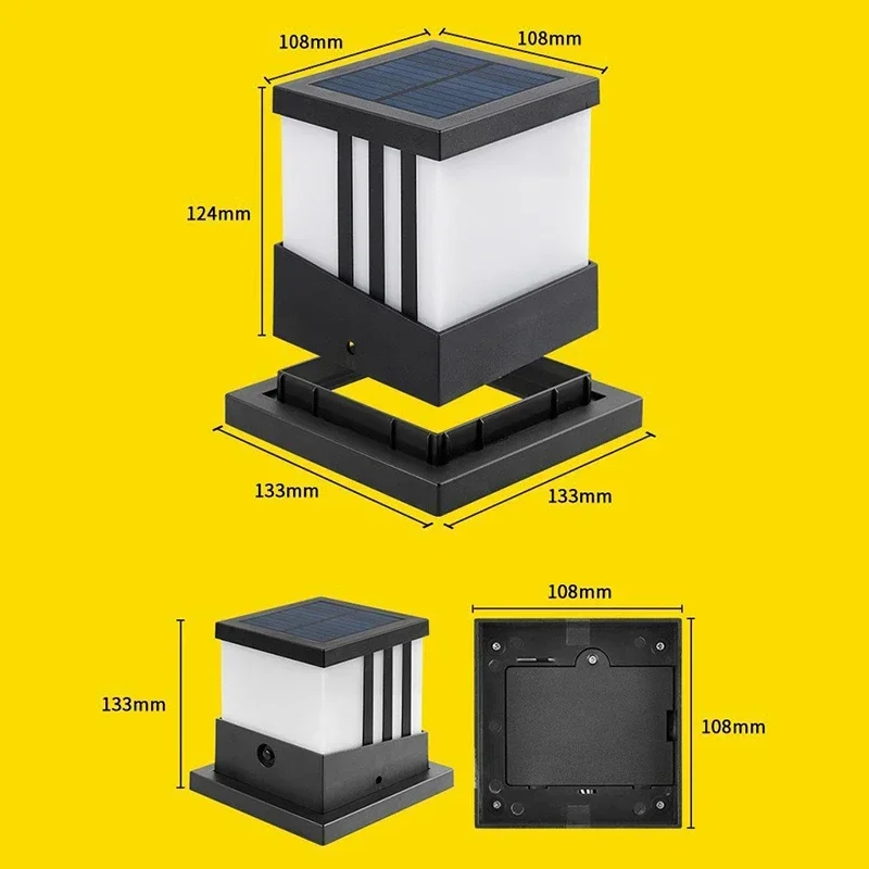 Imagem -06 - Impermeável Solar Post Cap Lights Luzes Solares ao ar Livre Post Luzes Quentes para Decorar o Caminho do Jardim 2000 Mah