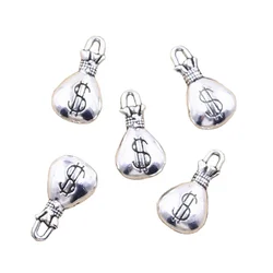 12pcs Charms Wallet Dollar Purse Money 17x9mm Antique Silver Color Pendants Making DIY Handmade Tibetan Finding Jewelry