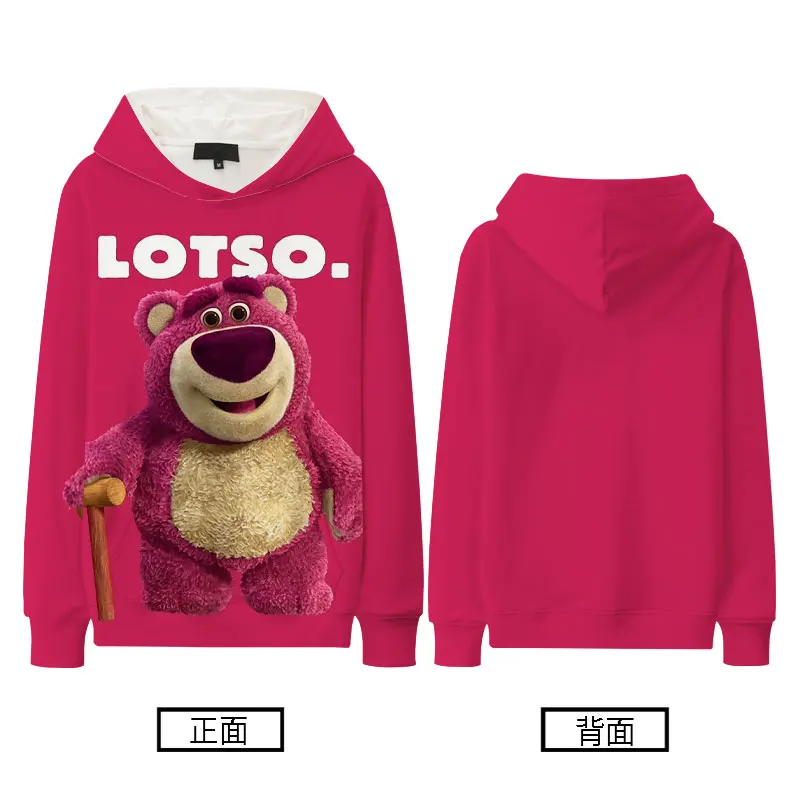 Lotso Strawberry Bear Joint Hoodie Women Disney Peripheral Printed Women's Clothing Autumn Loose Coat Trend