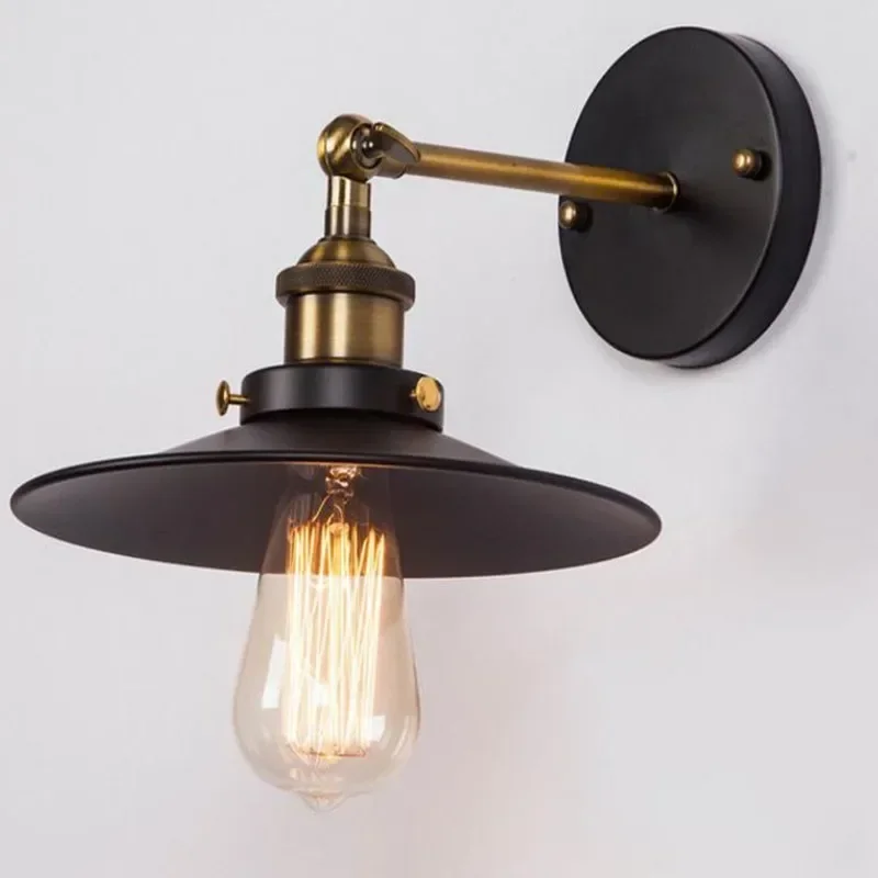 Vintage Loft Iron Black Adjustable Wall Light Fixture Retro Home Deco Bedroom Bedside Passage E27 Bulb  Sconce Lamp