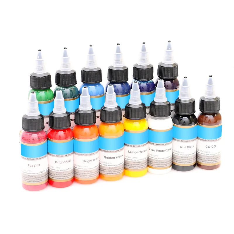 

7-14-21-54 цвета, набор пигментных чернил для татуировки, каждая бутылка, 30 мл, 1 унция для татуировки, боди-арта с базовыми поставками премиум-класса