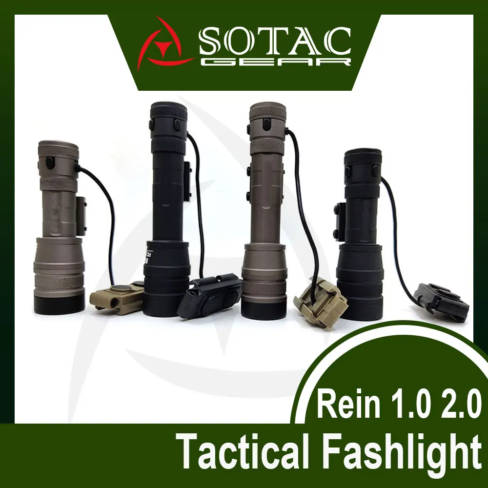 SOTAC-Tactical Cloud Defensive Flashlight, High Lumen1300 Weapon, Scout Light, Dual Function Switches, REIN 2.0, REIN 1.0