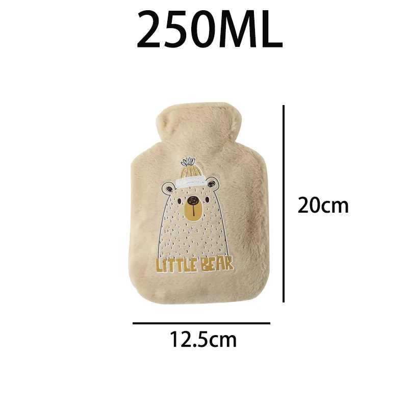 250ML bouillotte Hot Water Bottle Plush Cartoon Kawaii Bear Kat Rabbit Animal Pattern Thick Hot Water Bag Hand Feet Winter Warm