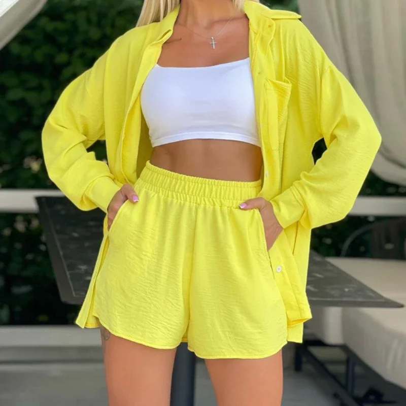 

Two Piece Set Women Tracksuit Casual Summer Shorts 2025 Lounge Wear Short Sleeve Shirt Tops Mini Shorts Suit Joggers Homewear