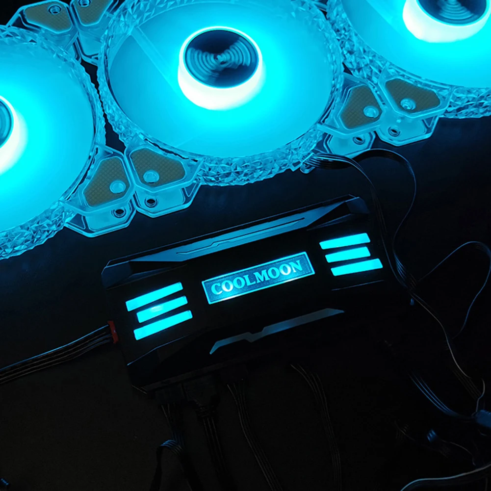 

COOLMOON 4Pin PWM 5V 3Pin ARGB охлаждающий вентилятор RGB контроллер для корпуса ПК