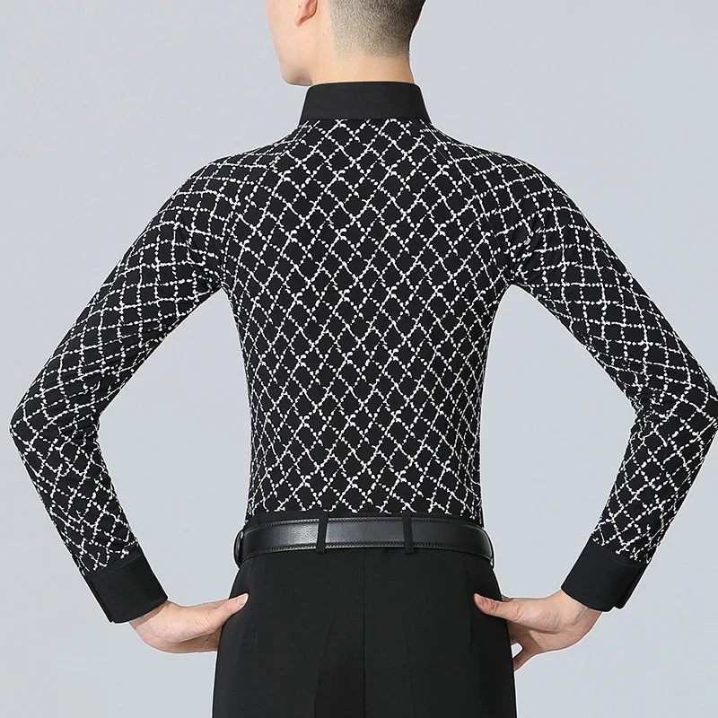 2024 Man Latin Dance Shirts Wals Ballroom Dans Kleding Prestaties Latin Man Shirts Top