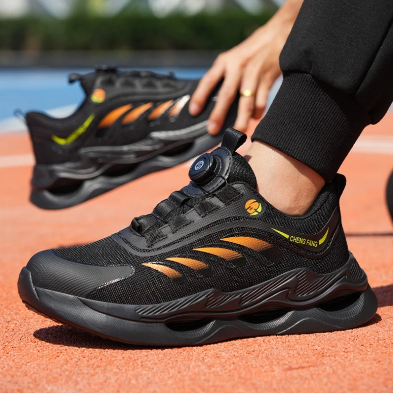

ultra-light work shoes rotating button safety shoes steel toe work boots for men anti puncture industry protective work sneakers