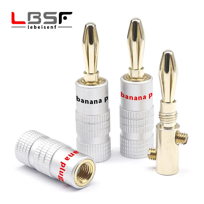 20pcs/10pairs LBSF BANANA PLUGS 24K Gold-plated 4MM Banana Connector with Screw Lock For Audio Jack Speaker Plugs