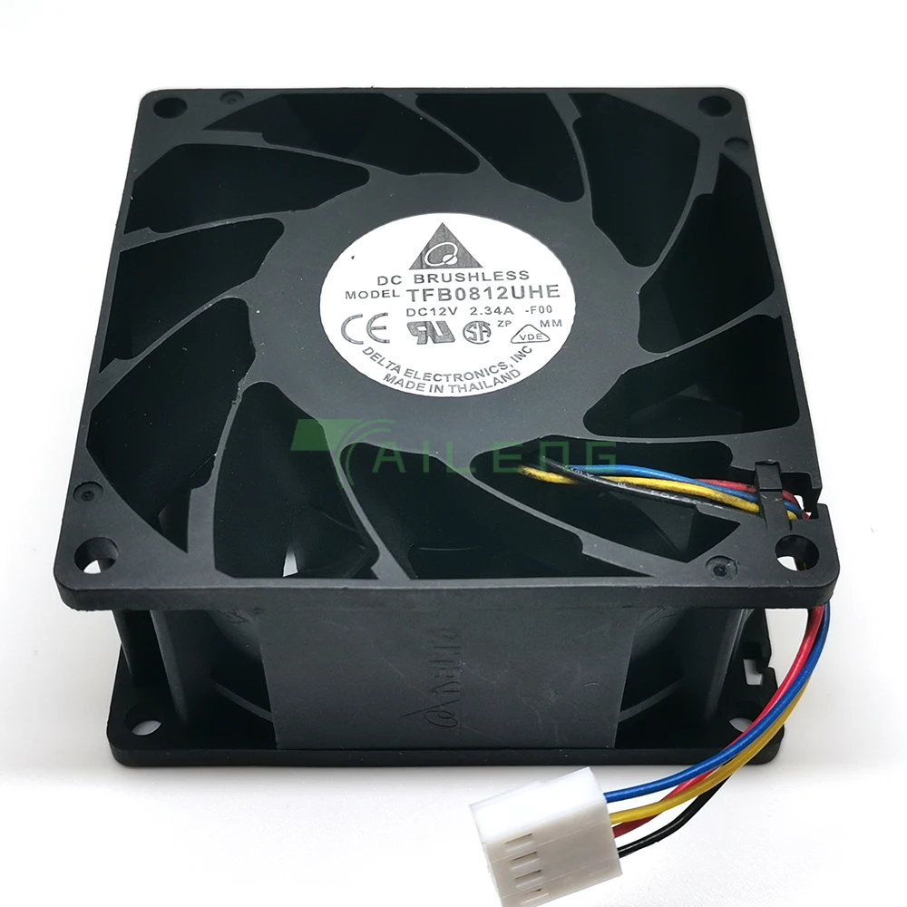 Ventilador axial do inversor quadrado, Delta TFB0812UHE, DC12V, 2.34A, 80x80x38mm Servidor