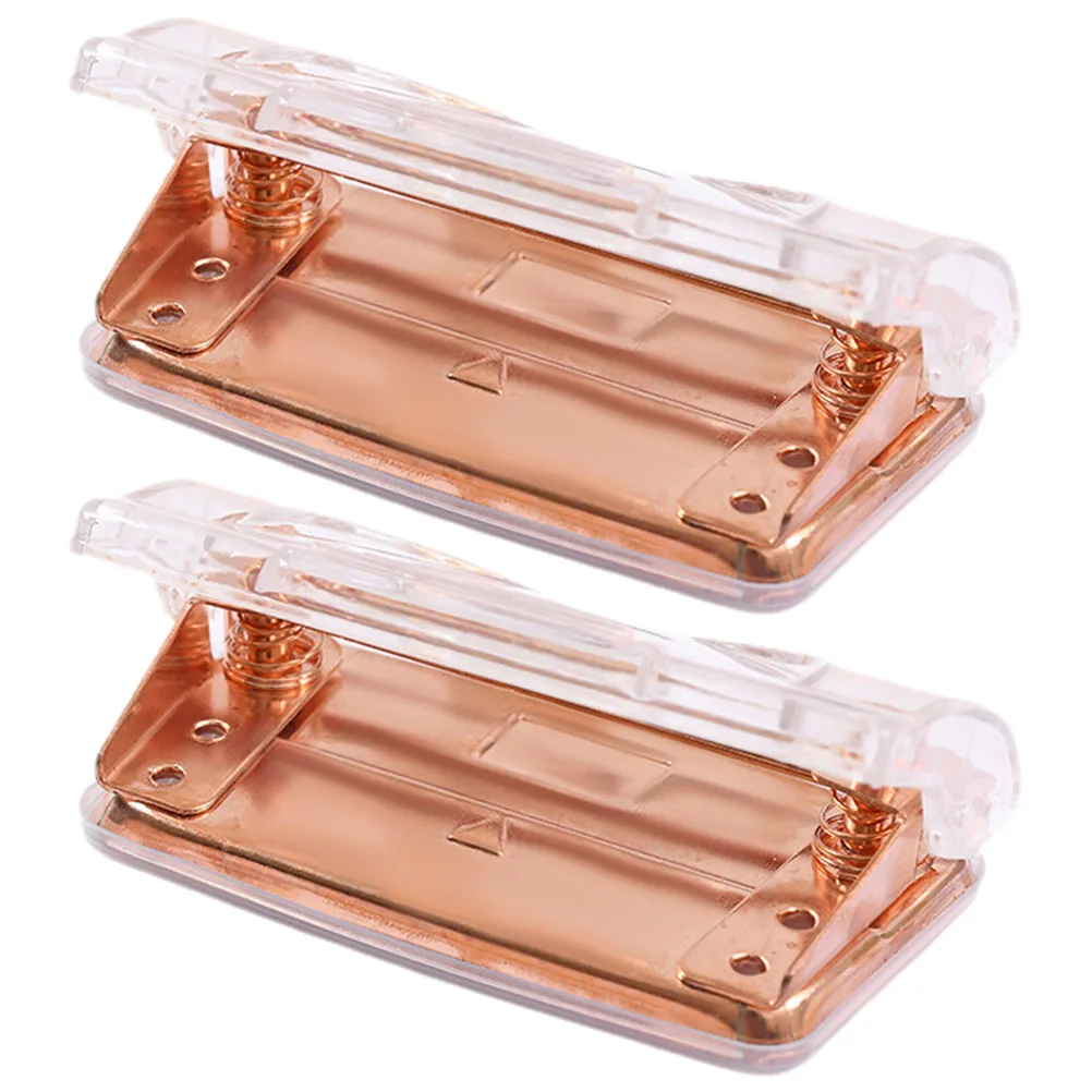 

2pcs Paper Hole Punch 2 Hole Puncher Heavy Duty Aluminum Alloy Durable Compact Portable 2-Hole Puncher For File Folders Office
