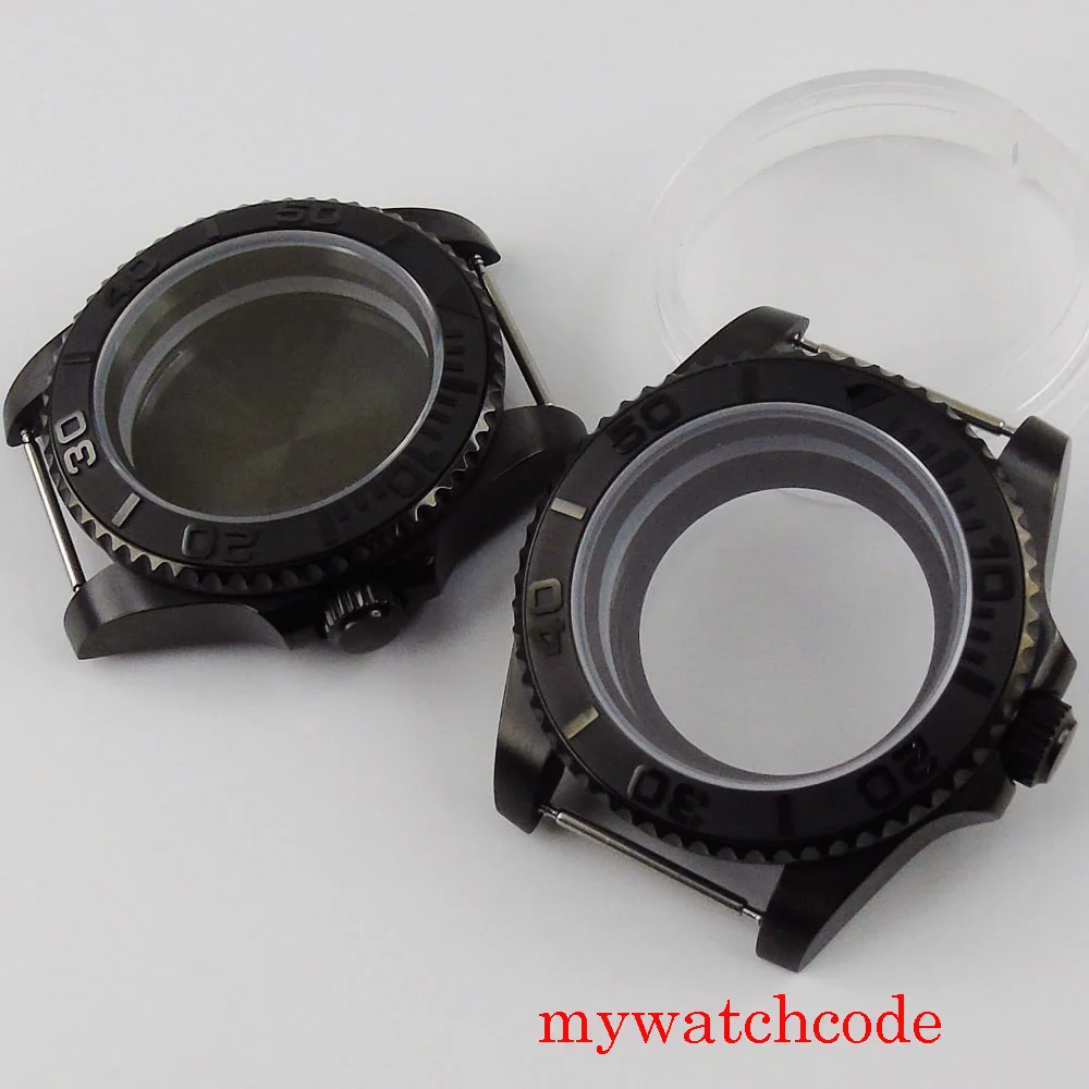 Pvd Zwart 40Mm Horloge Voor Nh34 Nh35 Nh36 Nh70 Nh72 Jubilee Stalen Armband Saffier Kristal