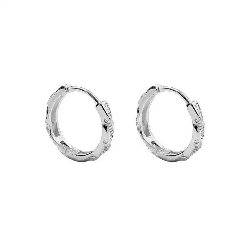 

Minimalist Men's Hoops, 925 Silver with Engraved Twist Lines, Modern Male Ear Accessories Jewellery