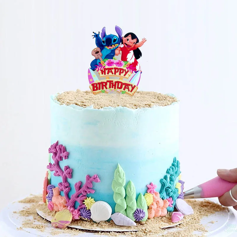 Lilo & Stitch Acrylic Cake Topper Girl Birthday Party Supplies Baby Shower Gift DIY Baking Decoration Wedding Home Decor