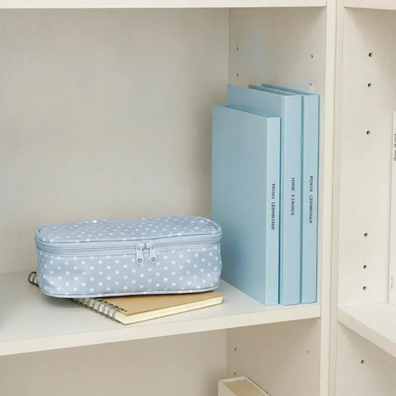 1 Stück Rosa Polka-Dot-Federmäppchen mit großer Kapazität, wasserdicht, vielseitig einsetzbarer Schreibwaren-Organizer für Mädchen-Schulbedarf – Detail 2