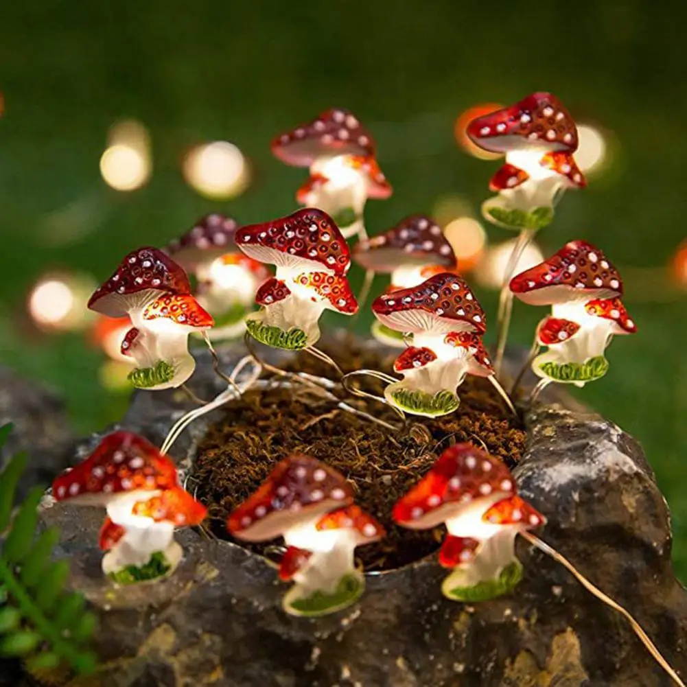 200/300cm String Light Soft Lighting Battery Operated Flicker Free Realistic Mushroom LED Fairy Light Night Lamp Party Supplies