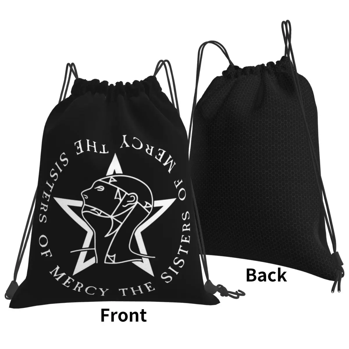 Round Text Logo Goth The Sisters Of Mercy Backpacks Multi-function Drawstring Bags Sports Bag Book Bags for Man Woman School