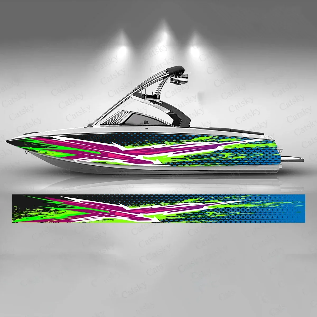 Colorful Graffiti Boat Sticker Fashion Custom Fish Boat-Sticker Vinyl Waterproof Boat Wrap Graphic Boat Wrap Decal