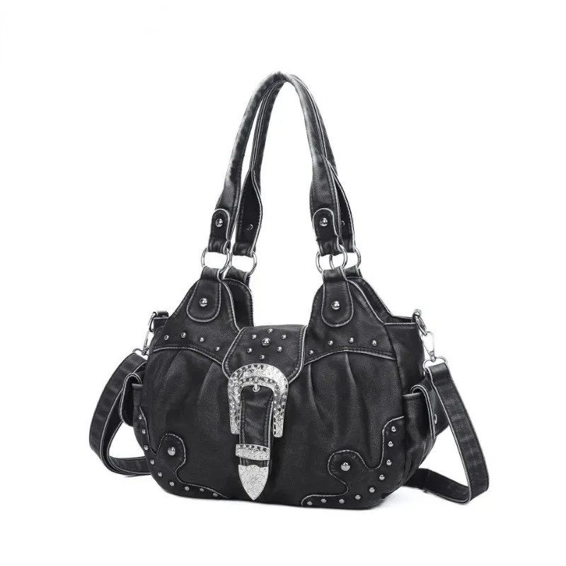 MBTI Vintage Handbags for Women Y2k Gothic High Capacity Fashion Designer Shoulder Bag High Street PU Leather Messenger Bag