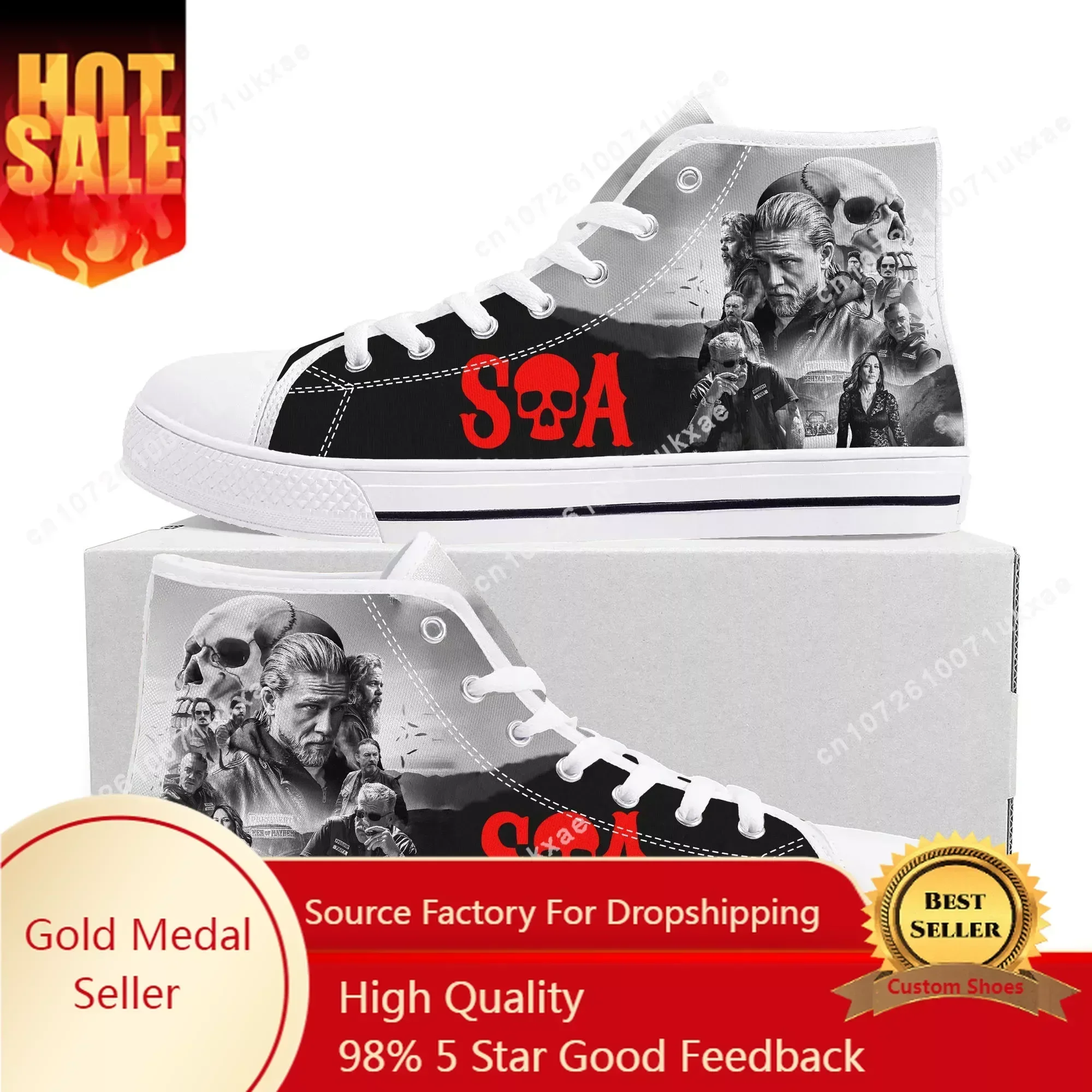 

Sons Of Anarchy SOA High Top Sneakers Canvas High Quality Sneaker Mens Womens Teenager Casual Custom Made Shoes Customize Shoe