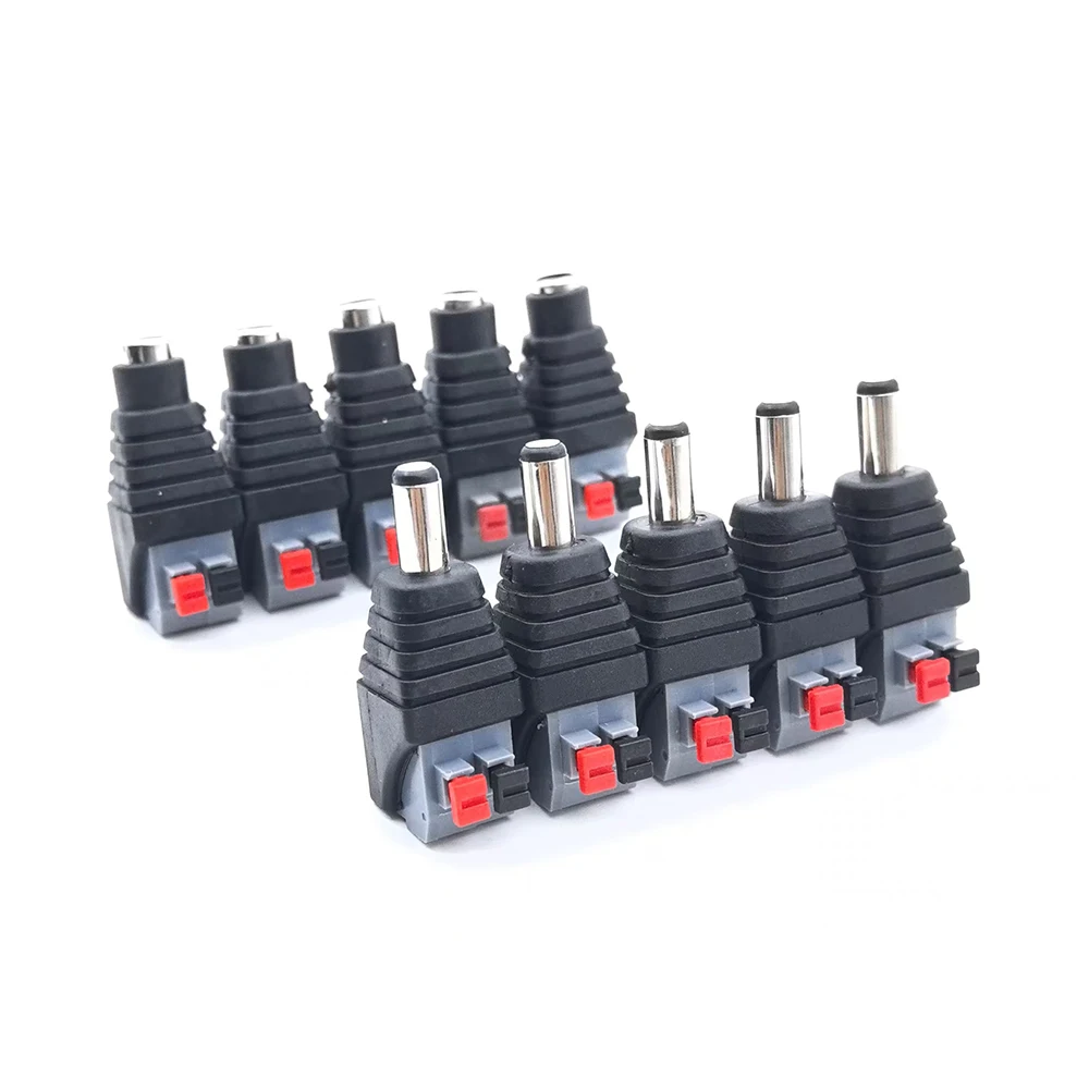 5 szt. Złącze zasilania 12V DC Wtyk Gniazdo Męskie Żeńskie Beczka 2.1mm x 5.5mm Adapter do Kamery CCTV Taśmy LED Terminal Zasilania — zdjęcie 2